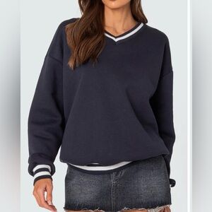 Navy V-Neck Women's Top